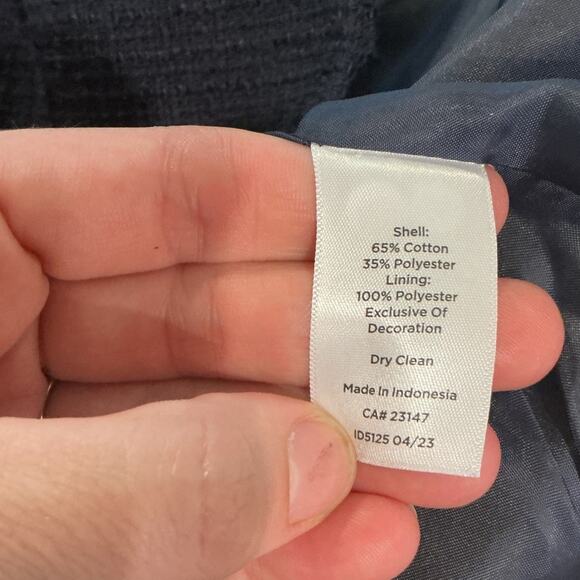 Talbots Contrast Trim Tweed Jacket Size 16P 16 Lady Blazer Navy Blue Preppy Ivy - Picture 12 of 12